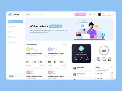 Frisbee Dashboard clean concept dailyui dashboard dashboard ui design flat profile ui user inteface ux web website