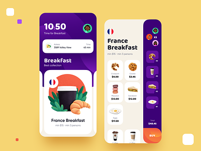 Foodtime — Time to eat breakfast clean concept country dailyui delivery design flag food france group illustration profile time ui user inteface ux uxdesign vector website