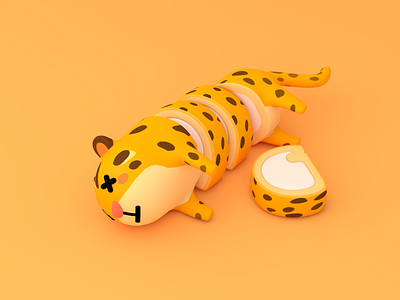 Leopard cat skin cake 3d c4d maya