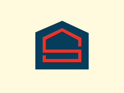 S House brand coral cream house icon ivory logo mark navy red s
