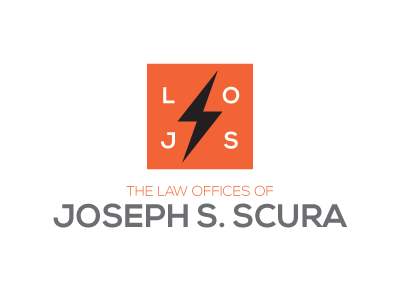 Law Offices arrow black brand grey lightning logo mark seal orange