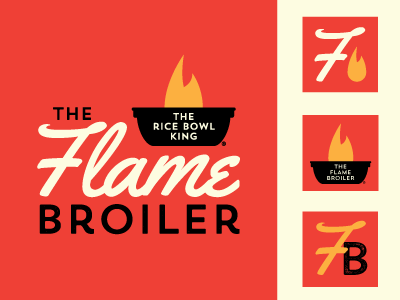 The Flame Broiler 2 bowl brand flame food identity logo restaurant