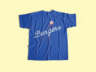 Samburger - Baseball Tee baseball blue burger identity logo parody tee