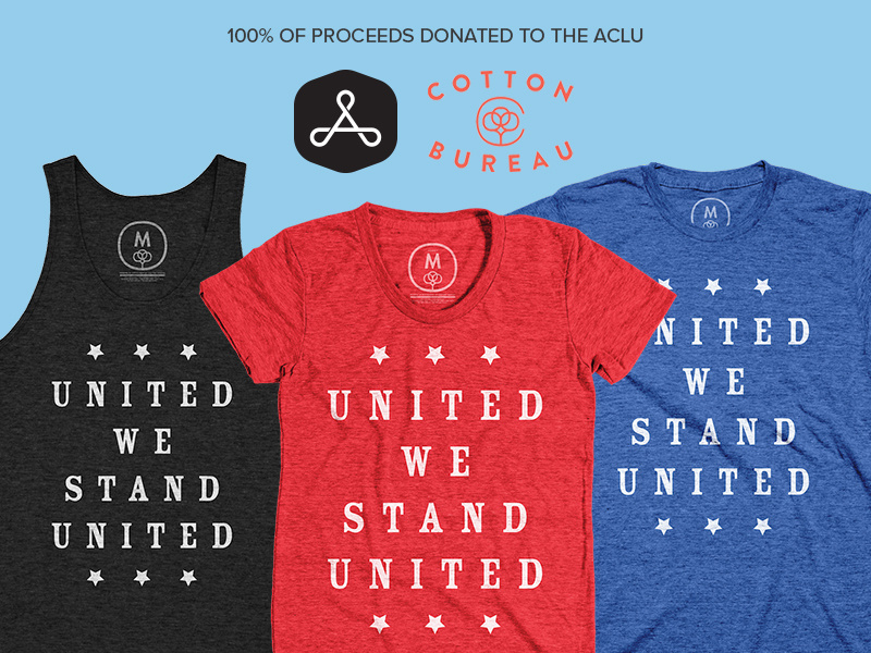 United We Stand United! united resist typography tri-blend black blue red cotton bureau tee t-shirt
