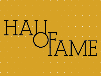 Hall of Fame alexandriaflf black dots gold logo logotype serif type