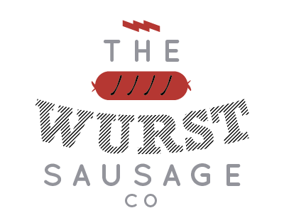 The Wurst Rebound Ever black branding diagonal grey lines logo red type typography