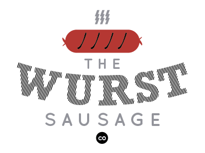 The Wurst Rebound Ever (Again) black branding diagonal grey lines logo red type typography