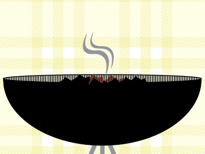 Smokin' bbq black coal grey illustration plaid red smoke yellow