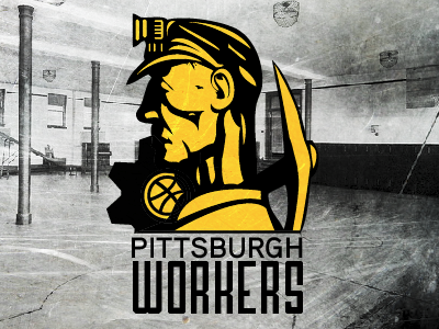 Pittsburgh Workers basketball black gold logo miner pittsburgh playoffs workers