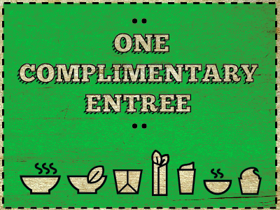 One Complimentary Entree black chunkfive green icons texture wood