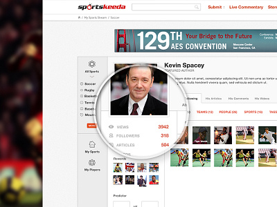 Author page author cricket design platform player soccer sports ui ux