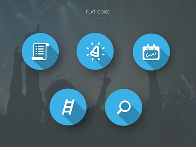 Icons blue events flat icon icons long shadow management