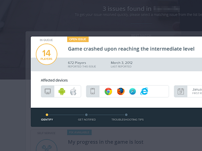 Modal window customer support gaming issues steps support ticket