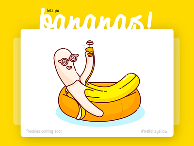 Let's Go Bananas banana card character cheers chill food happy illustration netbramha ui ux yellow