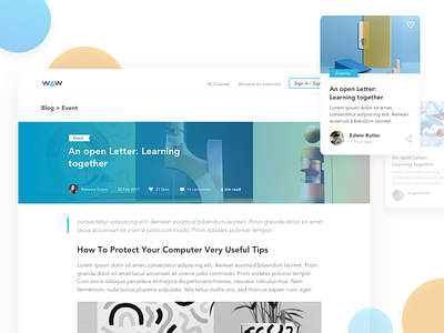 A Blog Page For An E-learning Platform blog design e learning elegant font landing netbramha read typography ui ux website