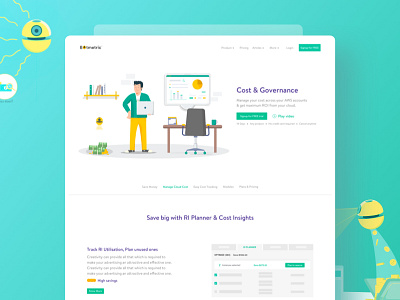 Botmetric animation bot business characters cloud management flat design icons illustration security ui website