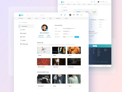 Meclub - Profile page animation bot business characters cloud management flat design icons illustration security ui website