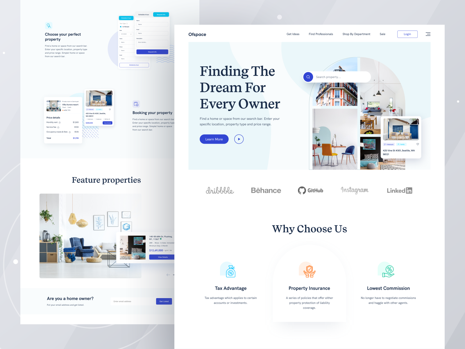 Real Estate Home page I Ofspace by Ofspace UX/UI on Dribbble