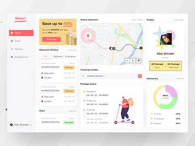 Parcel delivery Dashboard I Ofspace courier app courier service dashboard dashboard design dashboard ui delivery service design illustration logistic ofspace parcel parcel tracking parcels transport typography user experience design