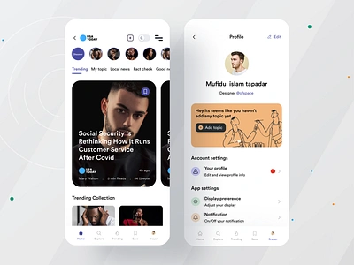 News App I Ofspace agency app graphics design interface design minimal mobile mobile ui modern ui news news app news portal newsfeed newspaper ofspace trend trend2021 uiux ux