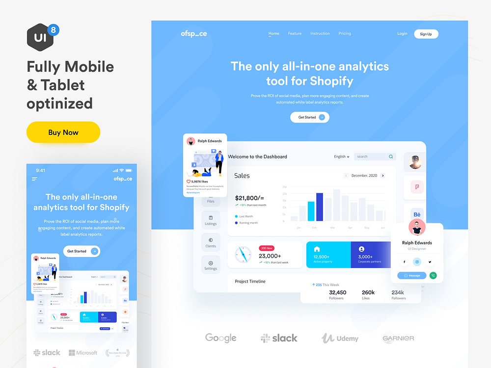 Landing Page UI Kit by Ofspace UX/UI on Dribbble