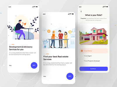 Real Estate App I Ofspace agent app app ui design home buy housing illustration ios app mobile mobile app onboarding real estate real estate advice real estate service ui ux vector