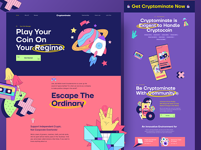 Cryptominate Web Design I Ofspace banking bitcoin coin colorful crypto cryptocoin eth figma design finance financial fintech landing page mining nft ui vector web web design webdesign website