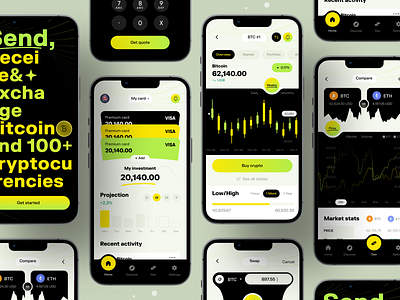 Cryptocurrency Wallet App I Ofspace 2022 trend application bitcoin btc chart coin app crypto crypto wallet cryptocurrency design exchange fintech fintech app investment ios ios app mobile app modern design trendy wallet