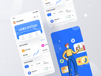 Cryptocurrency App I Ofspace app bitcoins btc crypto crypto app cryptocurrency ethereum fintech ios ios app mobile mobile app ui ux wallet wallet app
