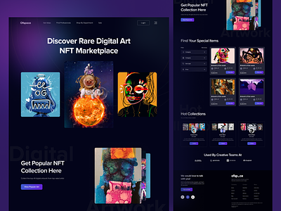 NFT Marketplace I Ofspace bitcoin blockchain crypto crypto exchage digital art landing page nft nft marketplace non fungible tokens token uiux web webdesign website