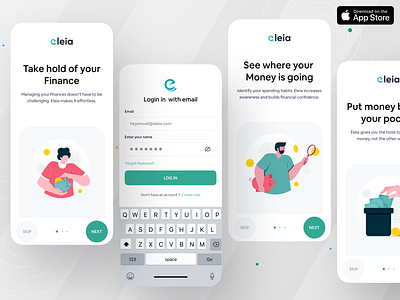 Eleia - Live on App Store app app store budget charts finance finance app financial fitech ios app live app mobile mobile app money money management online bank ux