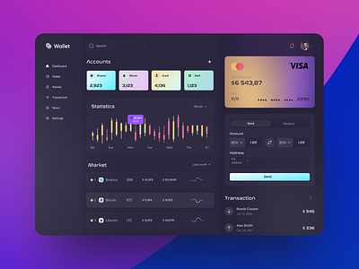 Crypto Wallet I Ofspace binary bitcoin blockchain btc coinbase crypto wallet cryptocurrency cryptocurrencynews cryptoworld finance financial fintech invest landing page nft ofspace ui ux web website