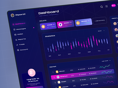Crypto Dashboard binance bitcoins bitcointrading business cryptocurrencies cryptonews cryptotrading entrepreneur eth invest investment investor landingpage nvesting trader ui uix ux web website