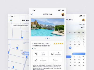 Hotel Booking iOS App android calendar google maps hotel booking ios iphonex map material design minimal design