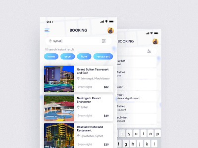 Hotel Booking Search & Filter android calendar google maps hotel booking ios iphonex map material design minimal design