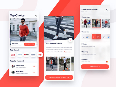 Men's Fashion iOS App Concept checkout ecommerce fashion ios app product red shop