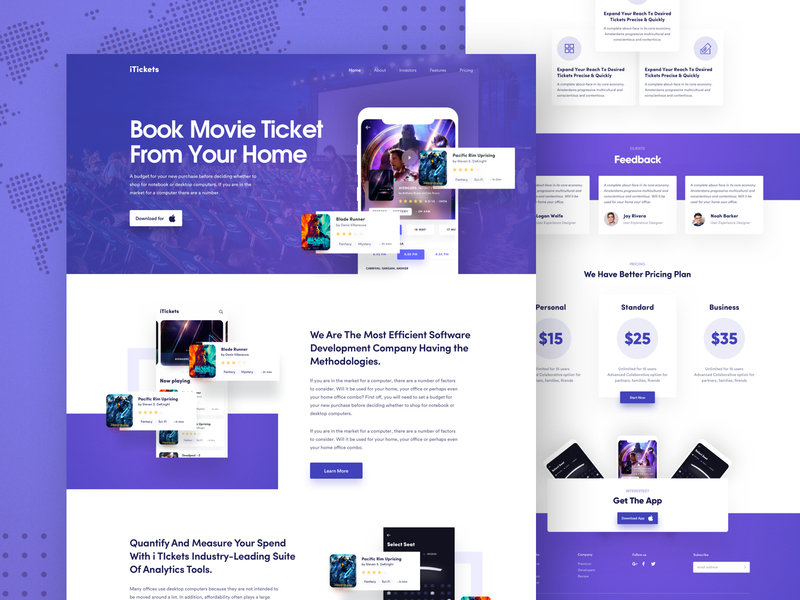 App Landing Page 2018 trends app app landing page app marketing app promotion best website 2018 ios iphonex landing page landing page movie tickets typography ui website design company