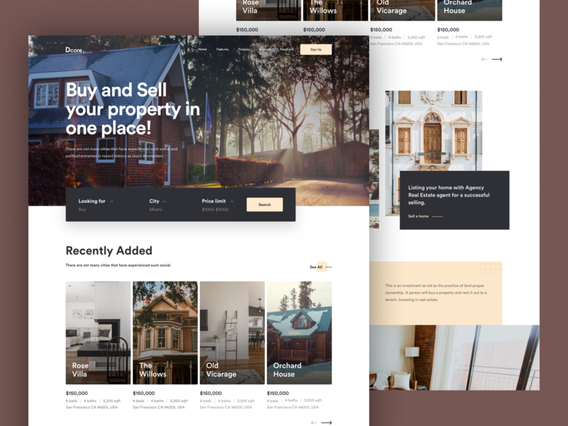 Real Estate - Landing Page 2018 trends best website 2018 bussiness clean colors creative design housing interior design luova studio minimal real estate typography ui uidesign ux web design website