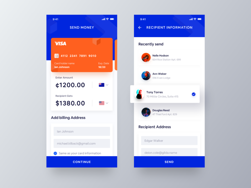 Finance iOS app app app layout app trends bank bank account bank card clean design ios iphonex send money typography ui ux visa card