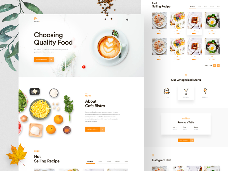 Cafe Bistro- Restaurant landing page 2018 trends best website 2018 design food landing page landing page landing page re design restaurant restaurant design template theme ui ux web site design webdesign