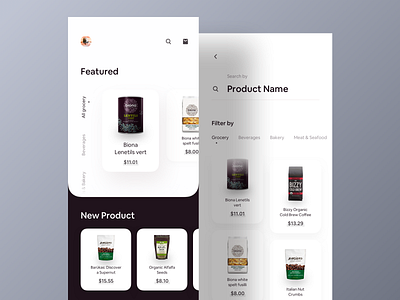 Grocery Shop App. app brew coffee cart design groceries grocery shop ios luova studio product product branding search typography ui ux