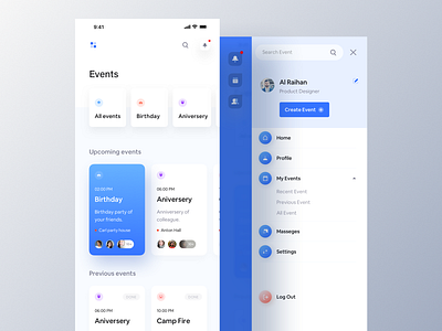Party House - Event App. animated app design email event agency event app glossy house icon invite ios iphonex luova studio party phone social typography ui ux