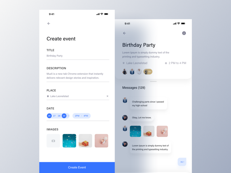 Party House - Event App. animated app design email event agency event app glossy house icon invite ios iphonex luova studio party phone social typography ui ux