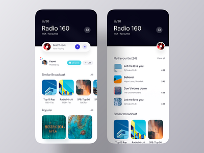 Profile - Radio Playlist app design app design inspiration app ui inspiration ios app list mobile app design music play player playlist profile radio song