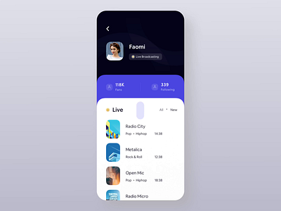 Live Broadcasting App Interaction animation app design app designer app inspiration app ui interaction ios app ios app design luova studio microinteraction mobile app smoth