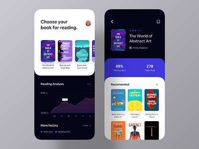 Book Analysis iOS App UI analytics app ui app ui design article blog book e book ios ios app luova studio reading app social ui