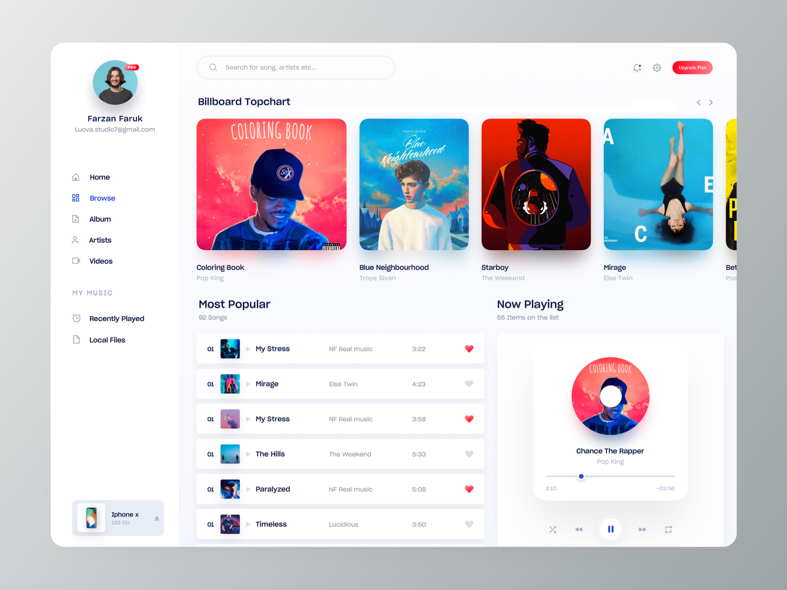 Music Player Web App UI by Ofspace Team on Dribbble