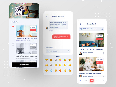 Flatmate Finder App booking booking app design dribbble best shot flatmate ios app ofspace real estate real estate agency real estate agent real estate branding real estate logo realestate realestateagent rent app ux