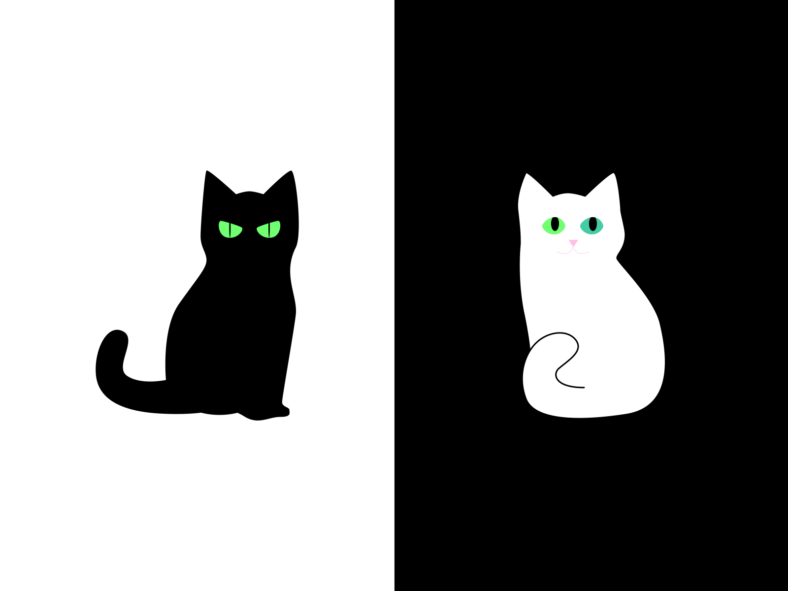 Grizz & Shiver (AKA The Duality of Cat) sketch simple design blob digital clean vector illustration illustrator reverse contrast vector simple cats cat