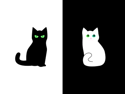 Grizz & Shiver (AKA The Duality of Cat) blob cat cats clean digital illustrator reverse contrast simple simple design sketch vector vector illustration